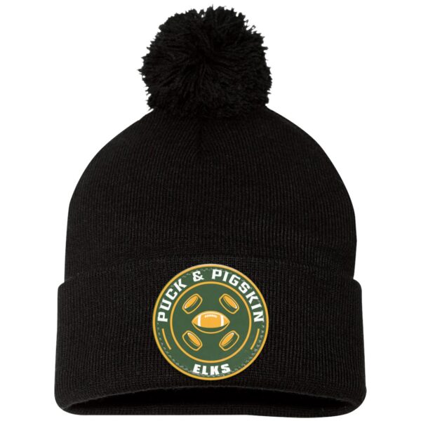 Puck & Pigskin Logo - Elks Pom Pom Toque