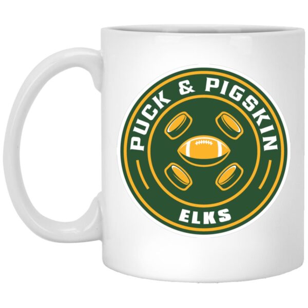 Puck & Pigskin Logo - Elks Mugs