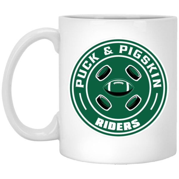 Puck & Pigskin Logo - Riders Mugs