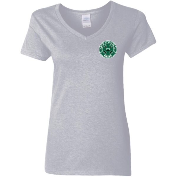 Puck & Pigskin Logo - Riders V-Neck T-Shirt - Image 3