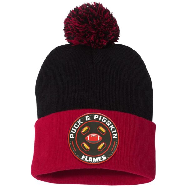 Puck & Pigskin Logo - Flames Pom Pom Toque - Image 2