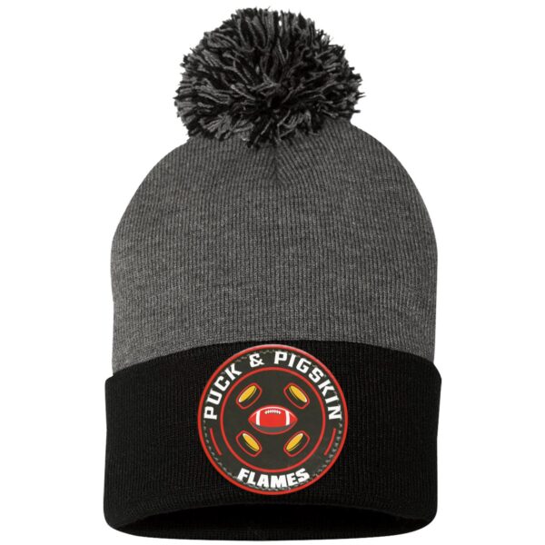 Puck & Pigskin Logo - Flames Pom Pom Toque - Image 3