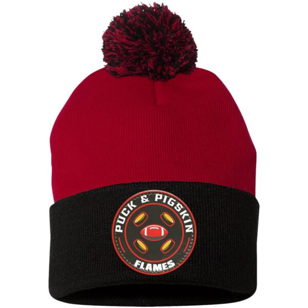 Puck & Pigskin Logo - Flames Pom Pom Toque - Image 4