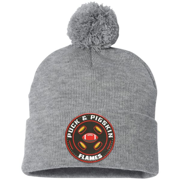 Puck & Pigskin Logo - Flames Pom Pom Toque - Image 5