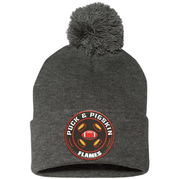 Puck & Pigskin Logo - Flames Pom Pom Toque - Image 6