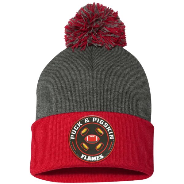 Puck & Pigskin Logo - Flames Pom Pom Toque - Image 7