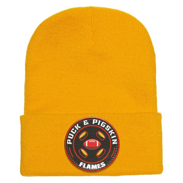 Puck & Pigskin Logo - Flames Beanie - Image 3