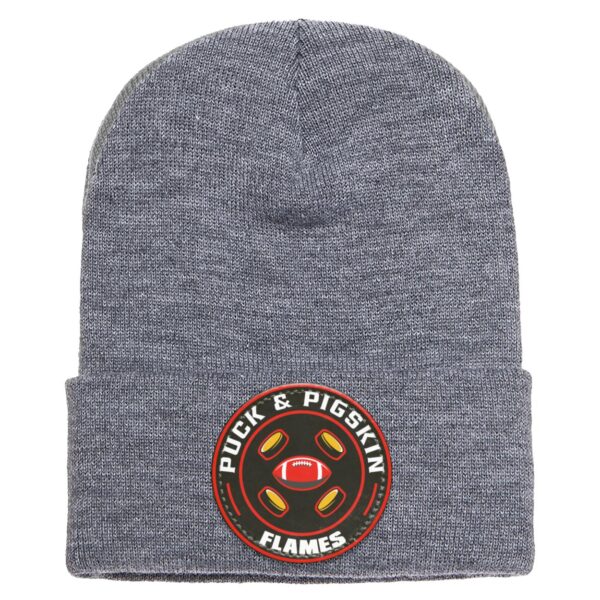 Puck & Pigskin Logo - Flames Beanie - Image 4