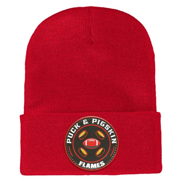 Puck & Pigskin Logo - Flames Beanie - Image 5