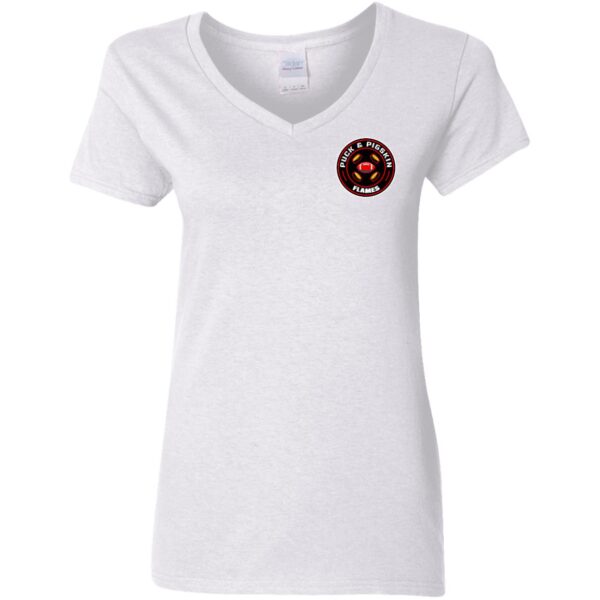 Puck & Pigskin Logo - Flames V-Neck T-Shirt