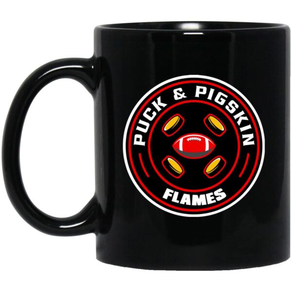 Puck & Pigskin Logo - Flames Mugs - Image 3