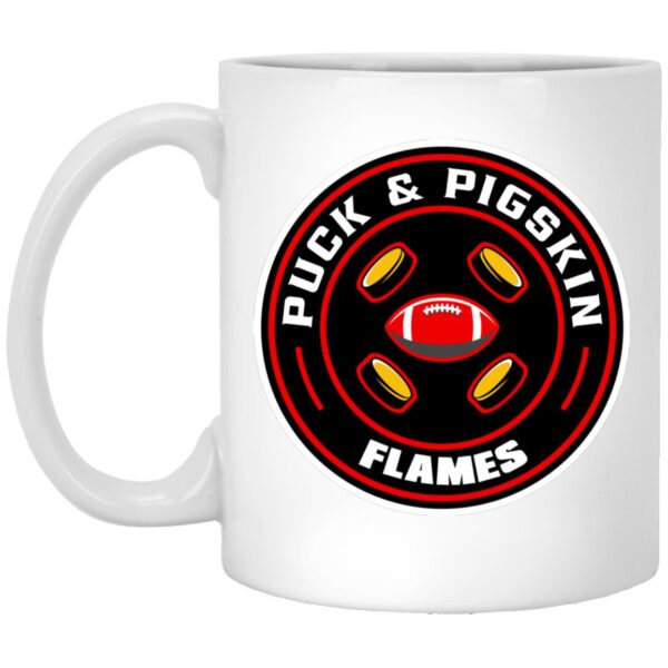 Puck & Pigskin Logo - Flames Mugs