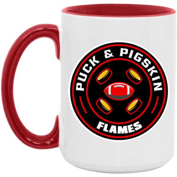 Puck & Pigskin Logo - Flames Mugs - Image 7