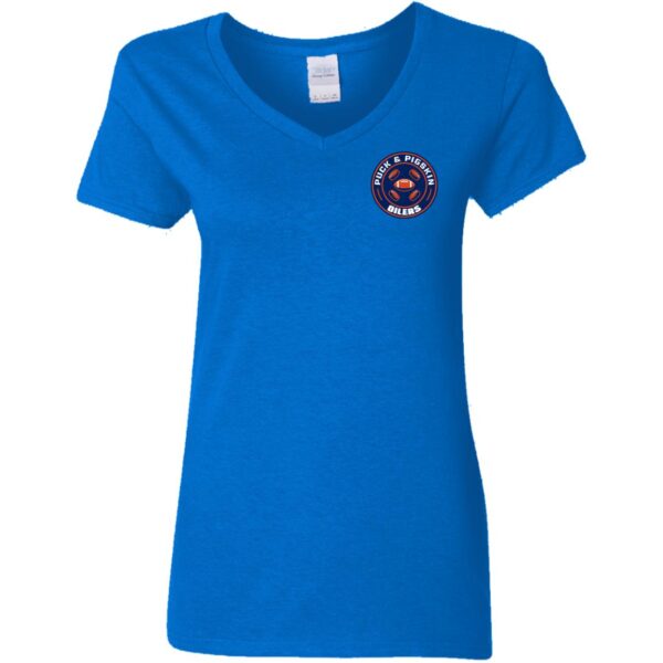 Puck & Pigskin Logo - Oilers V-Neck T-Shirt - Image 3