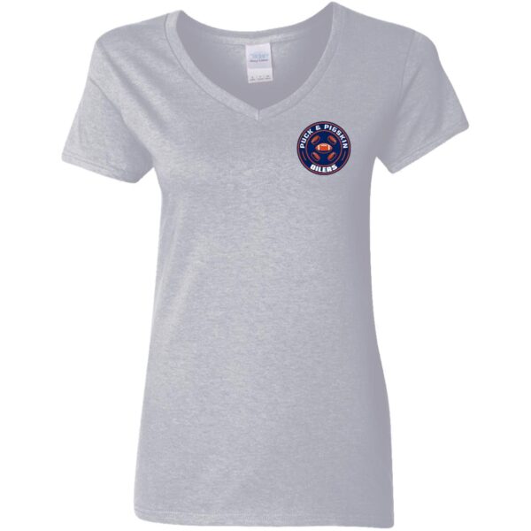 Puck & Pigskin Logo - Oilers V-Neck T-Shirt - Image 4