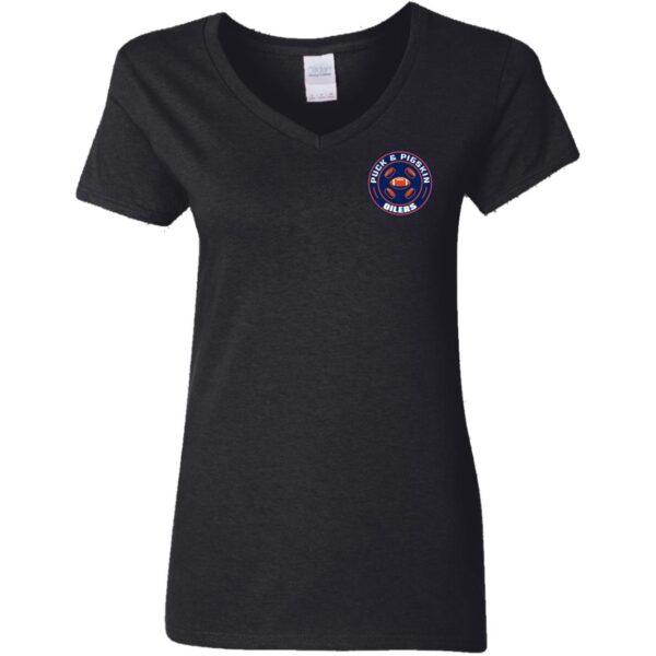 Puck & Pigskin Logo - Oilers V-Neck T-Shirt - Image 2