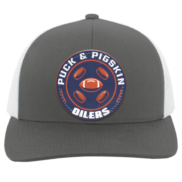 Puck & Pigskin Logo - Oilers Hats