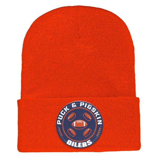 Puck & Pigskin Logo - Oilers Beanie - Image 2