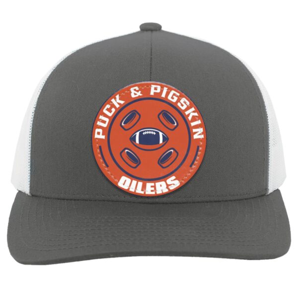 Puck & Pigskin Logo - Oilers Hats