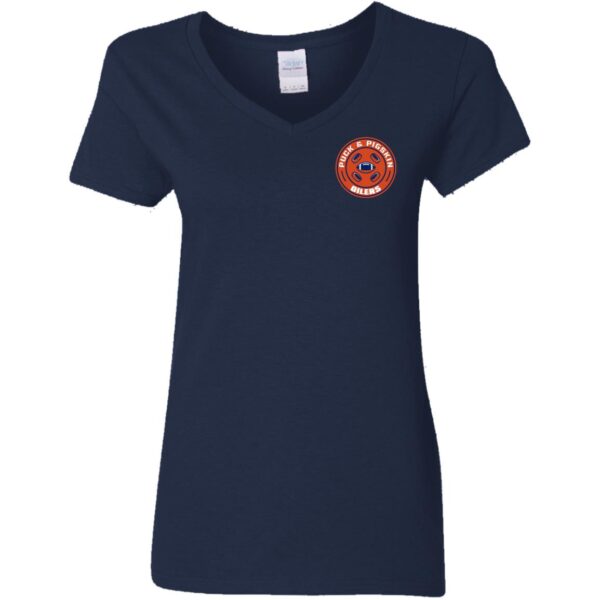 Puck & Pigskin Logo - Oilers V-Neck T-Shirt - Image 3