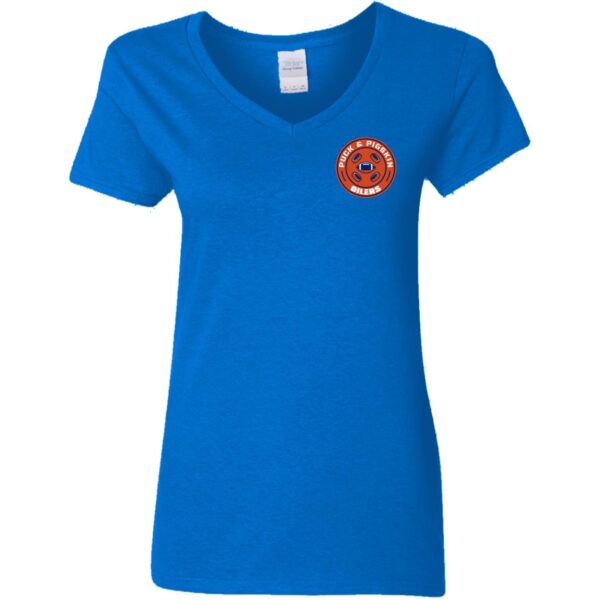 Puck & Pigskin Logo - Oilers V-Neck T-Shirt - Image 4