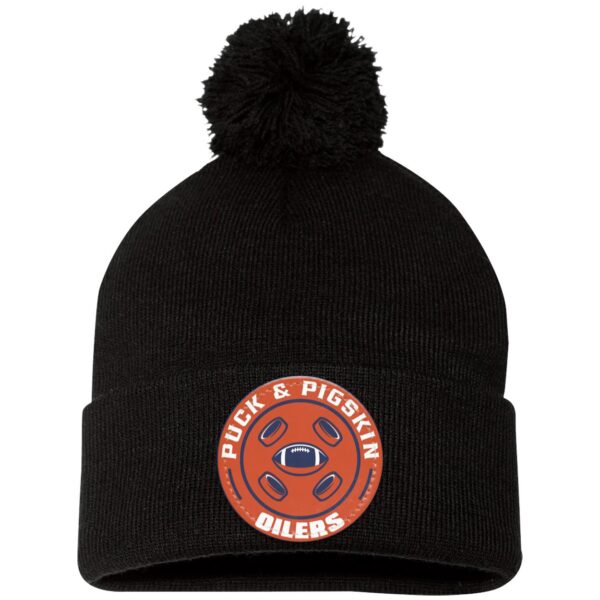 Puck & Pigskin Logo - Oilers Pom Pom Toque