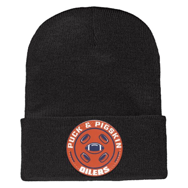 Puck & Pigskin Logo - Oilers Beanie