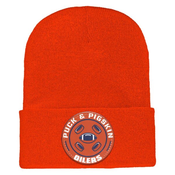 Puck & Pigskin Logo - Oilers Beanie - Image 2